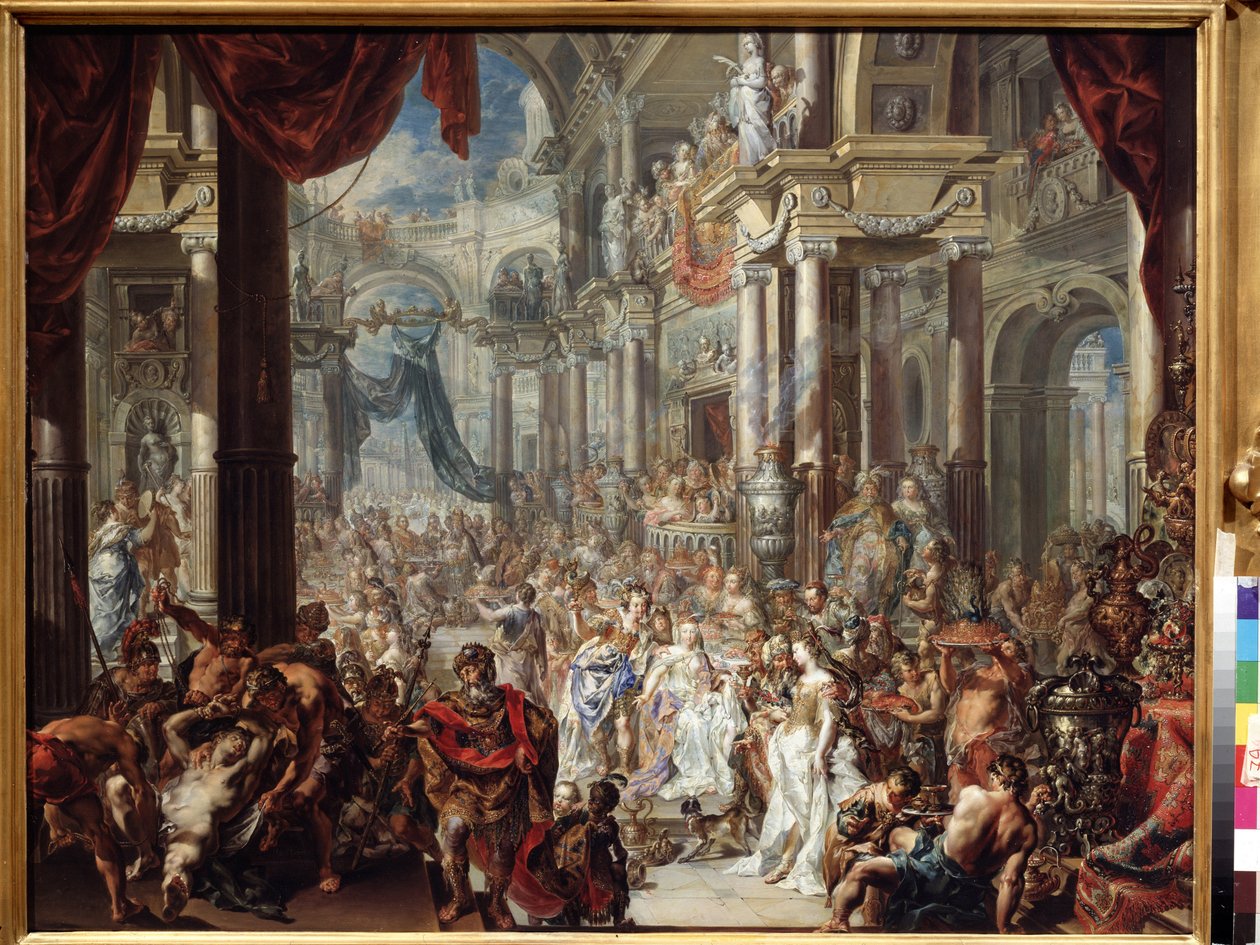 Podobenství o svatební hostině. Podobenství o svatební hostině. Obraz Johanna Georga Platzera (1704-1761) od Johann Georg Platzer