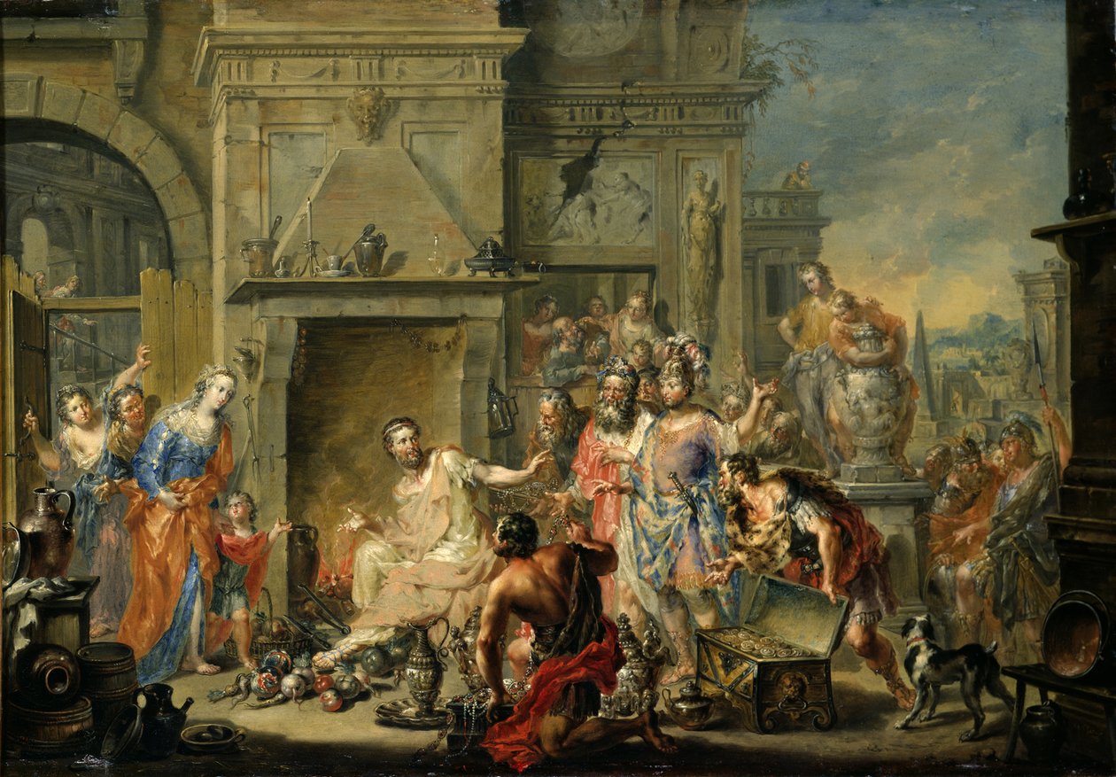 Manius Curius Dentatus odmítá úplatky Samnitů od Johann Georg Platzer