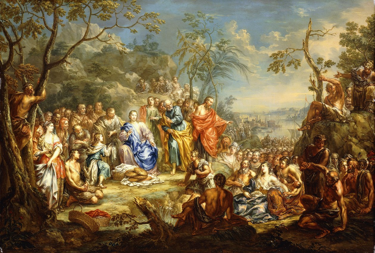 Krmení pěti tisíc, od Johann Georg Platzer