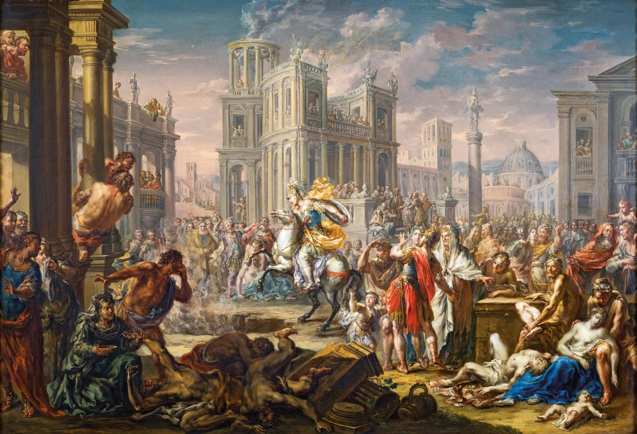 Obětní smrt Marcuse Curtiuse. od Johann Georg Platzer