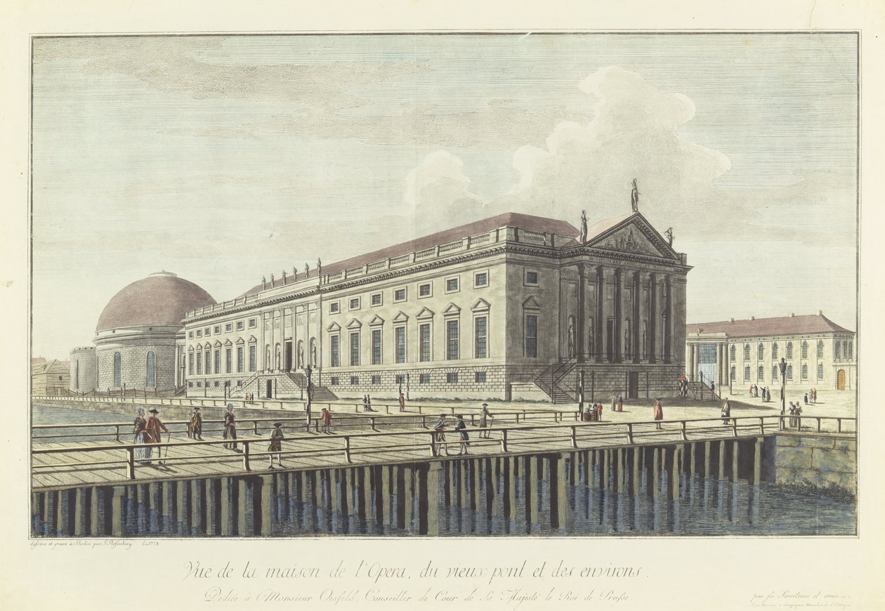 Opera House, Berlín (mědirytina) od Johann Georg Rosenberg