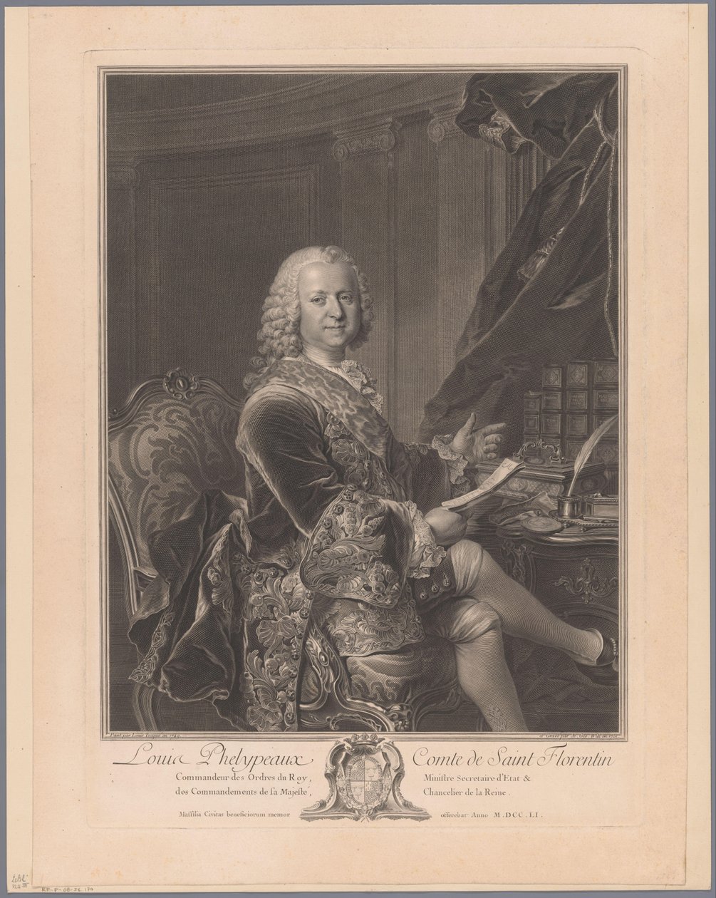 Portrét Louise Phélypeaux de Saint-Florentin od Johann Georg Wille