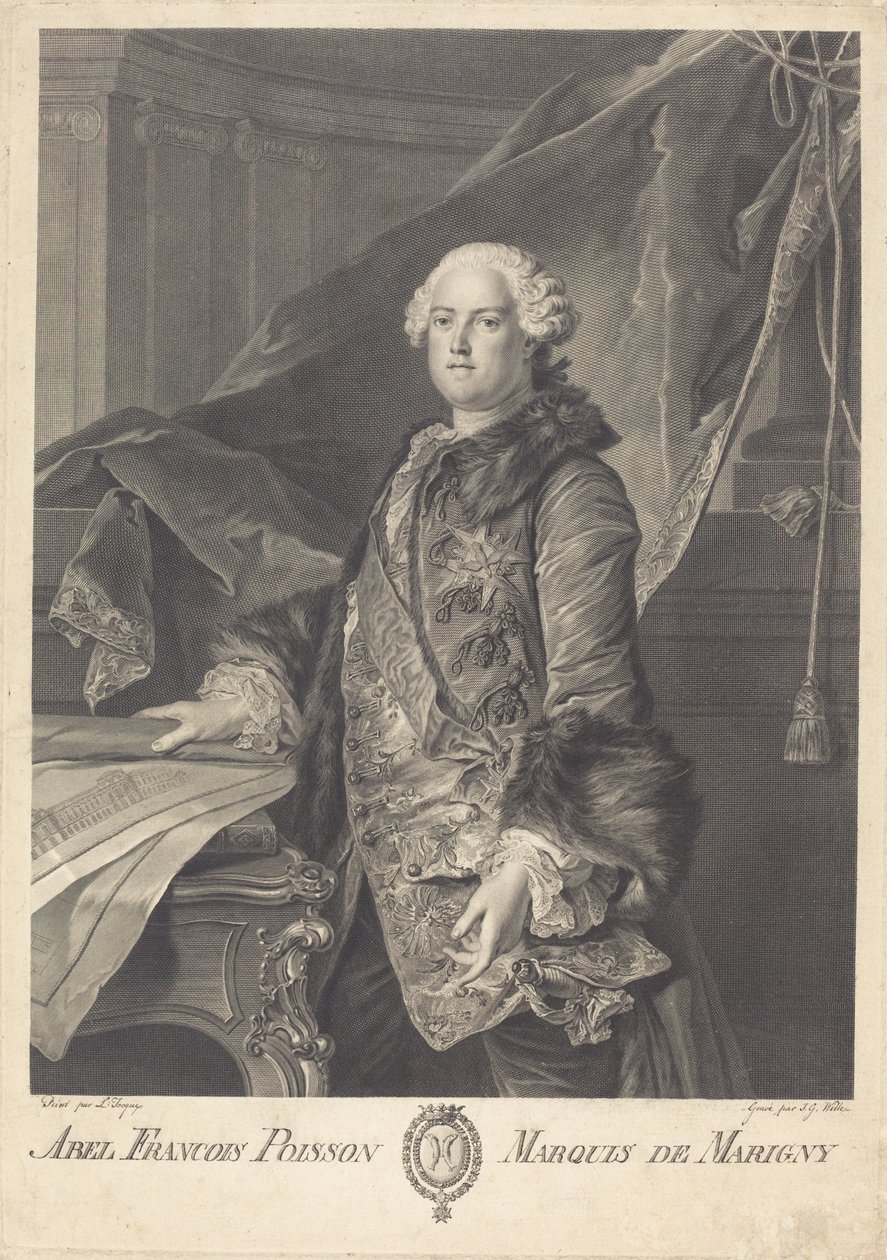 Abel Francois Poisson, markýz z Marigny od Johann Georg Wille after Louis Tocqué