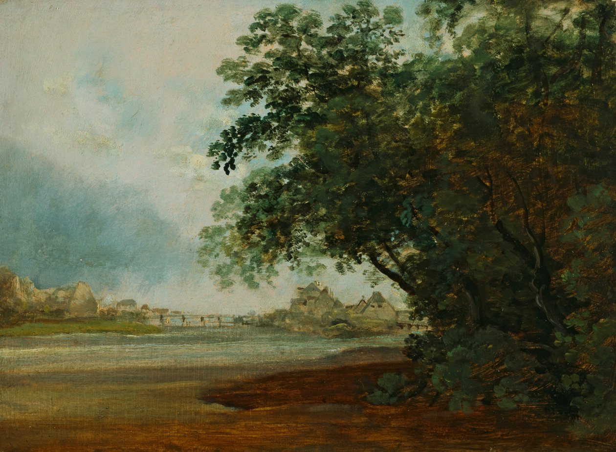 Isar s ostrovem Prater od Johann Georg von Dillis