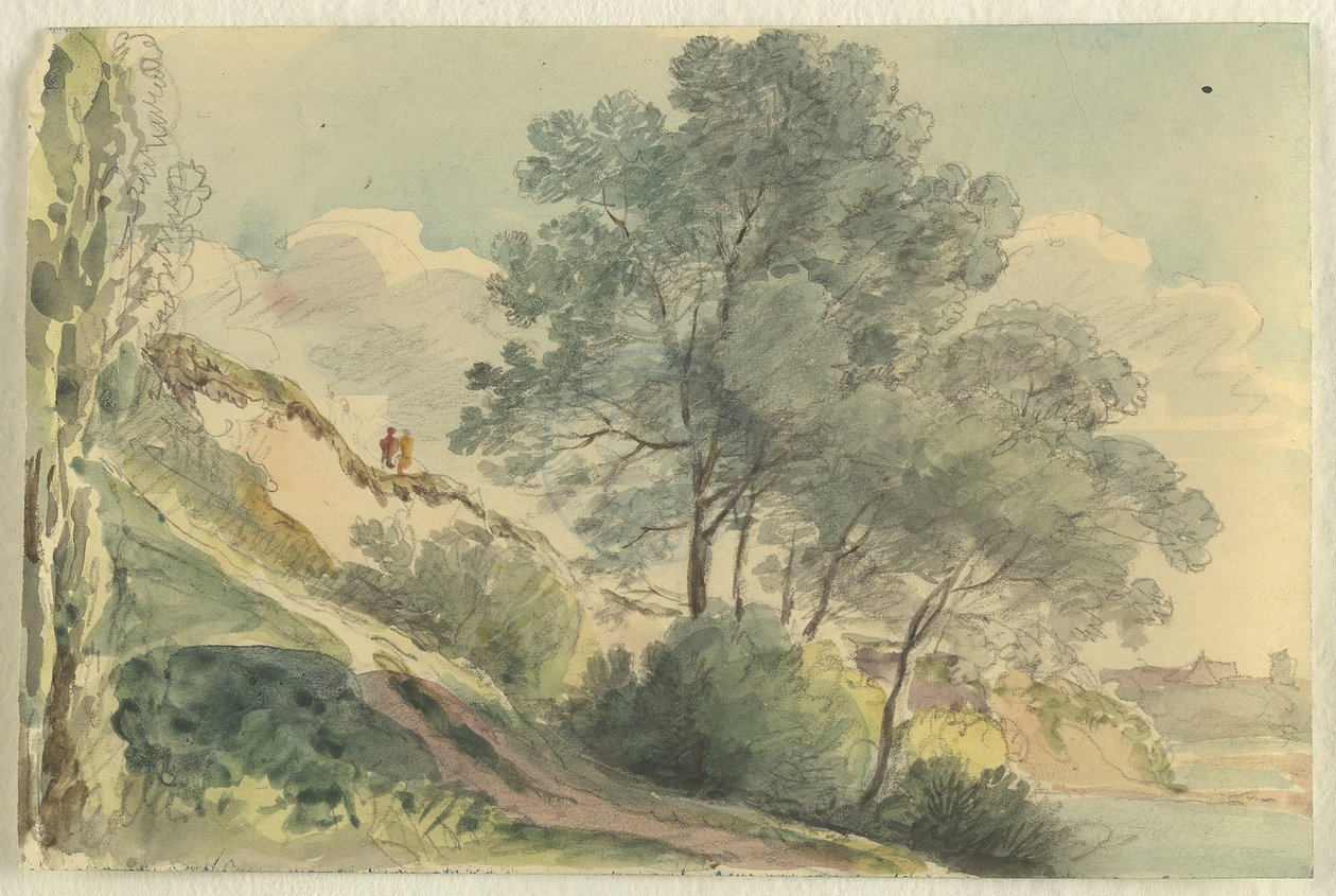 Svah nad řekou Isar porostlý stromy od Johann Georg von Dillis