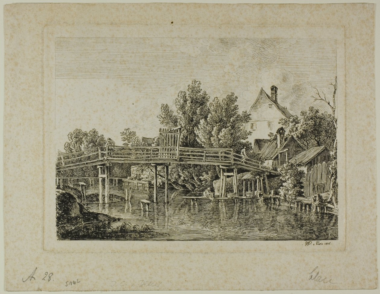 Malý most přes Isar, Paříž od Johann Georg von Dillis