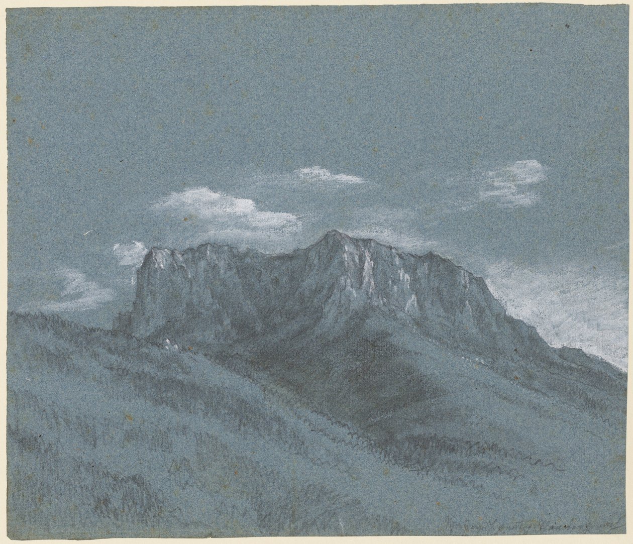 Rauschberg, kolem roku 1800 (černá křída, grafit a bílý kvaš) od Johann Georg von Dillis