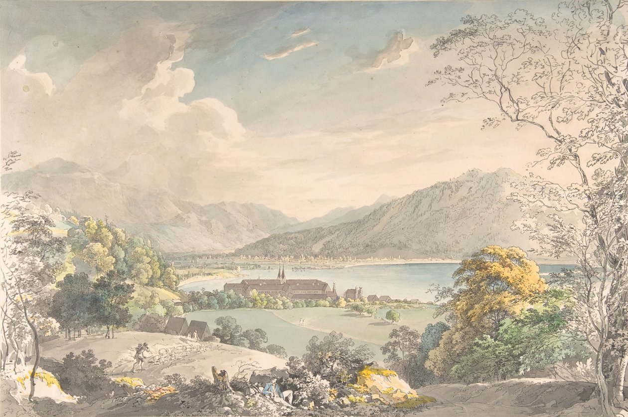Pohled na klášter v Tegernsee ze severovýchodu, konec 18.-polovina 19. století. od Johann Georg von Dillis