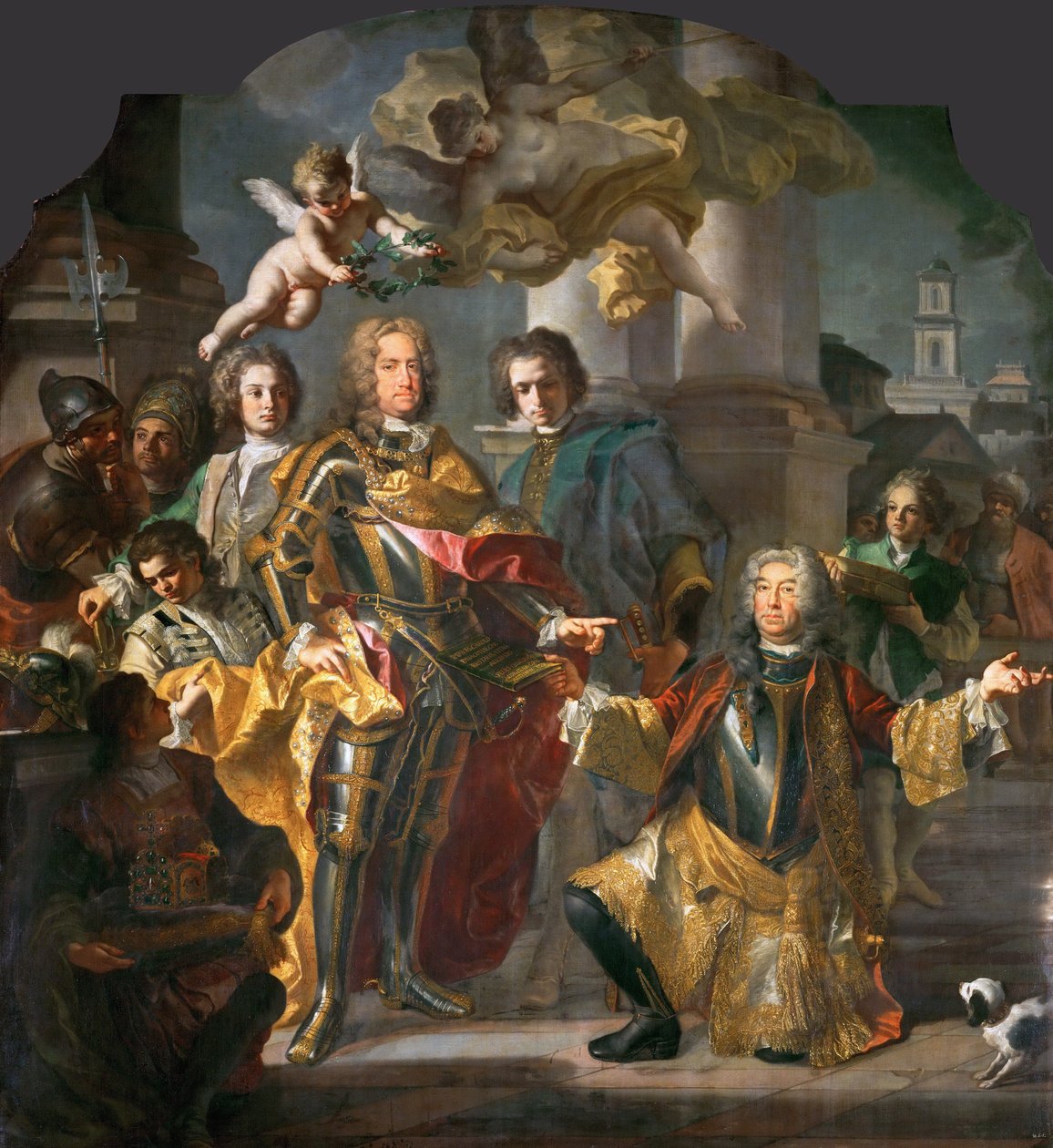Císař Karel VI. (1685-1740) a hrabě Michael Johann von Althann (1679-1722) (Althann předal Karlovi inventář obrazů ve Stallburgu ve Vídni) - Johann Gottfried Auerbach (1697-1753). Olej na plátně od Johann Gottfried Auerbach