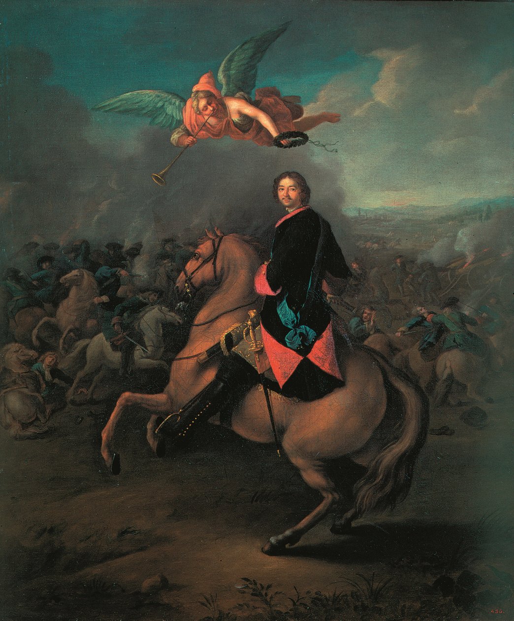 Petr I. v bitvě u Poltavy, 1710s od Johann Gottfried Tannauer