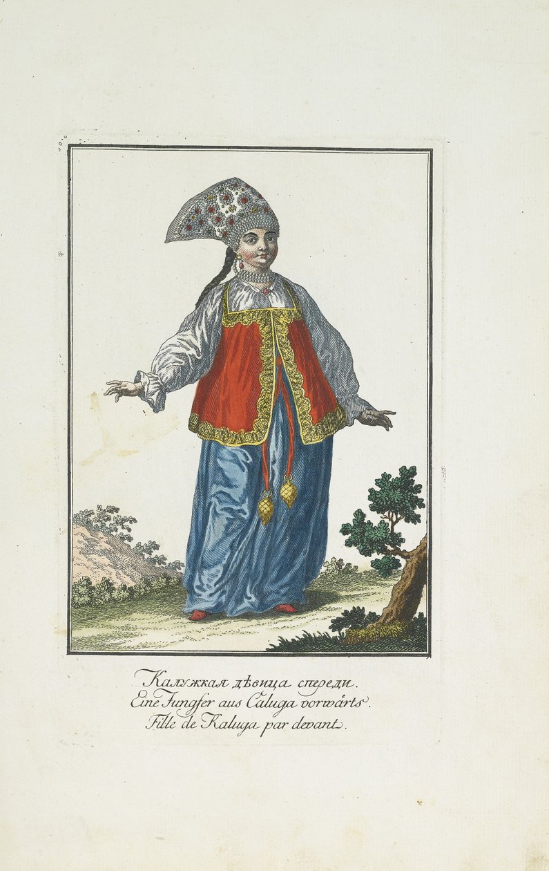 Dívka z Kaluga ve slavnostních šatech od Johann Gottlieb Georgi