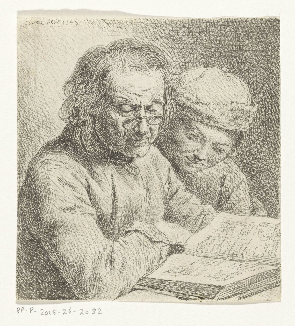 Muž a chlapec čtení v knize od Johann Gottlieb Glume