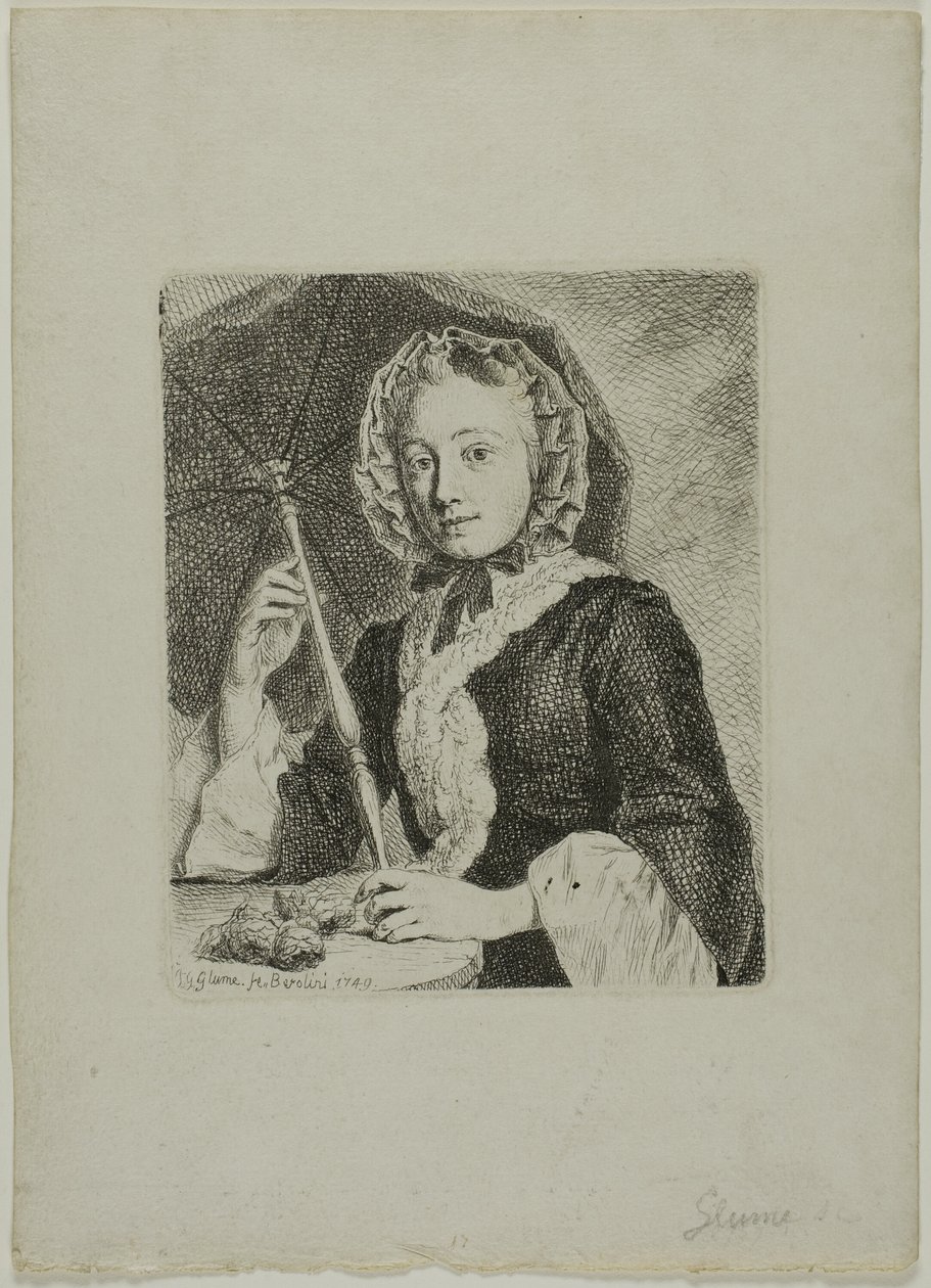 Žena se slunečníkem (paní Friedrich Christian Glume, švagrová umělce) od Johann Gottlieb Glume