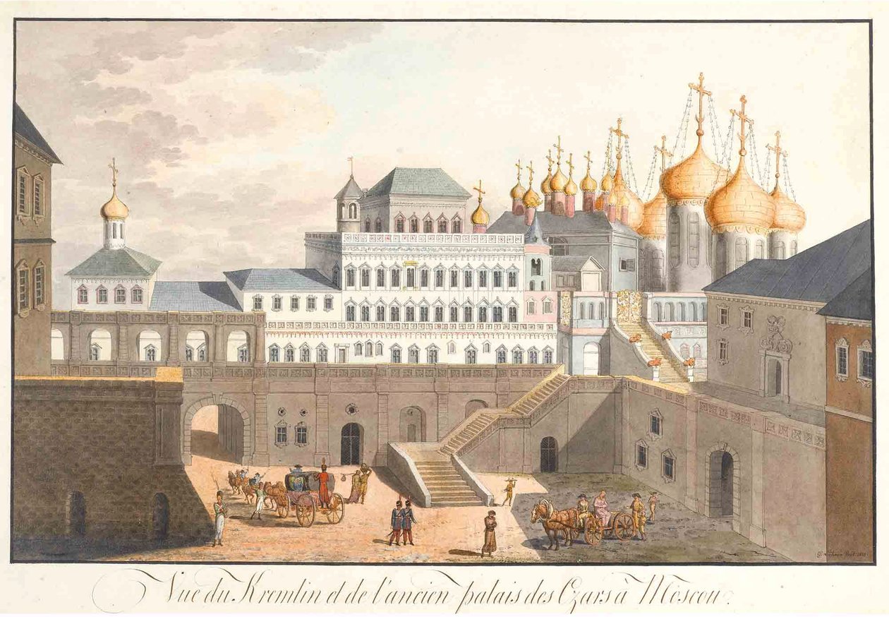 Pohled na Kreml v Moskvě. Palác Terem, 1813 od Johann Gottlieb Lohrer