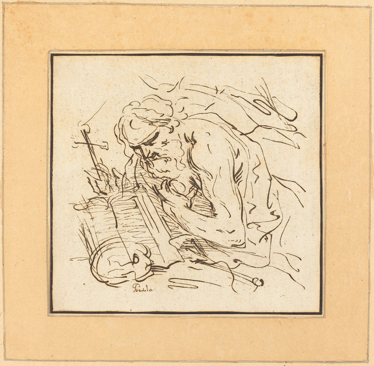 Svatý Jeroným od Johann Gottlieb Prestel after Domenichino