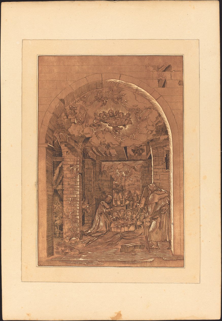 Klanění pastýřů od Johann Gottlieb Prestel after a 16th Century German Artist