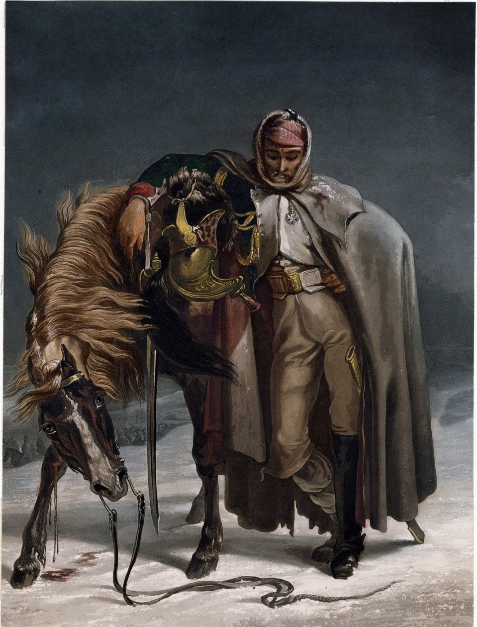 Dragoun švýcarských gard na ruském tažení - Bleuler, Johann Heinrich (1758-1823) - cca 1812 - Akvatinta - 20,3x15,4 - Soukromá sbírka od Johann Heinrich Bleuler