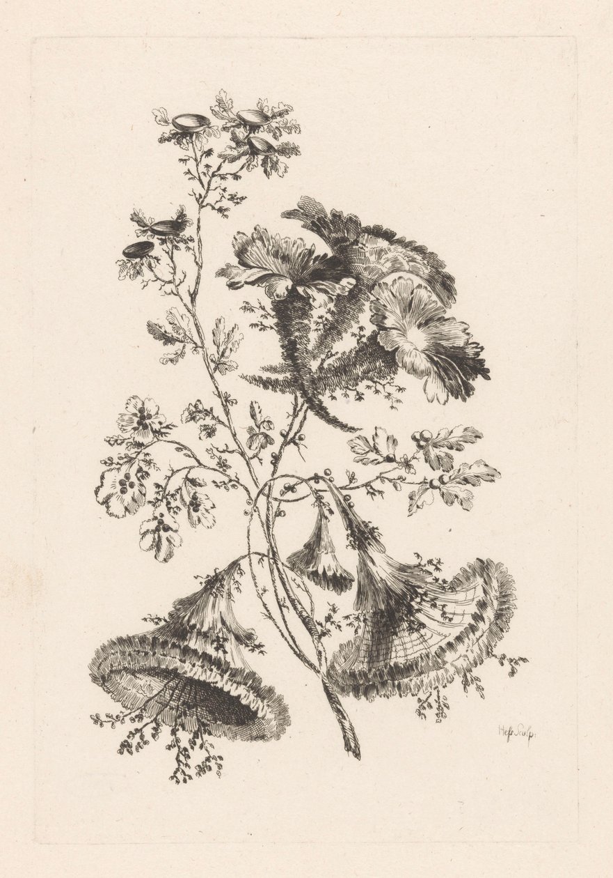 Trojúhelníkové květiny Fleures Baroque (název série) od Johann Heinrich  Hess