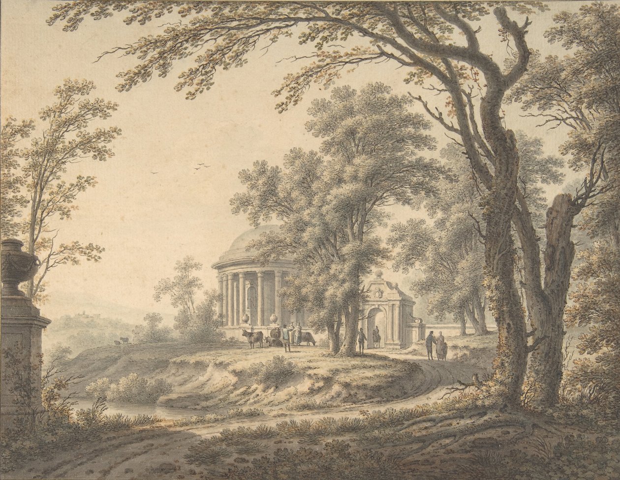 Idylická krajina s chrámem, 1770. od Johann Heinrich Muntz