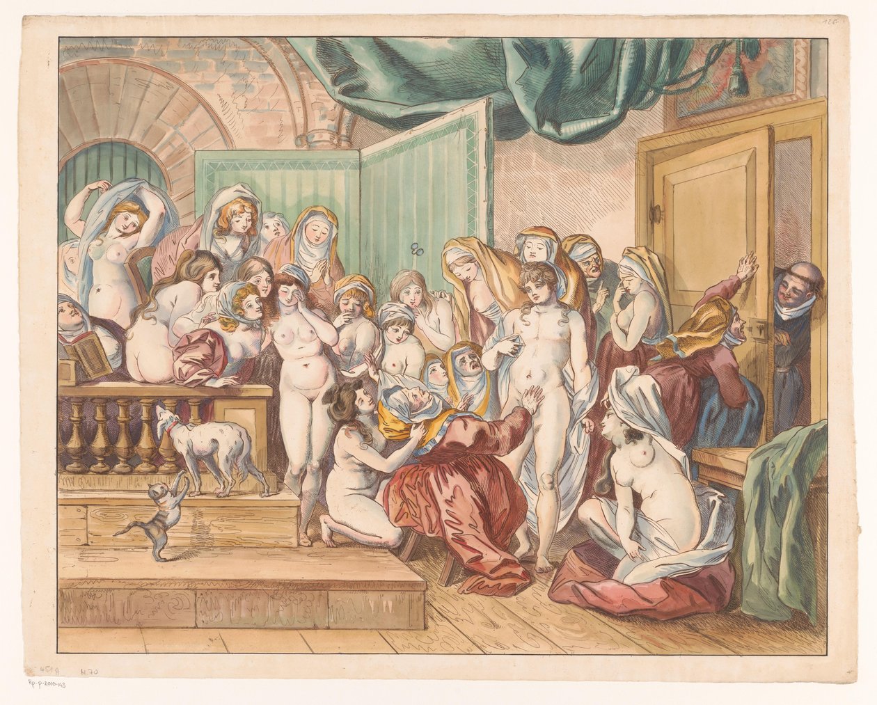 Abdes objeví mezi svými svlečenými jeptiškami mladého muže od Johann Heinrich Ramberg (atelier)
