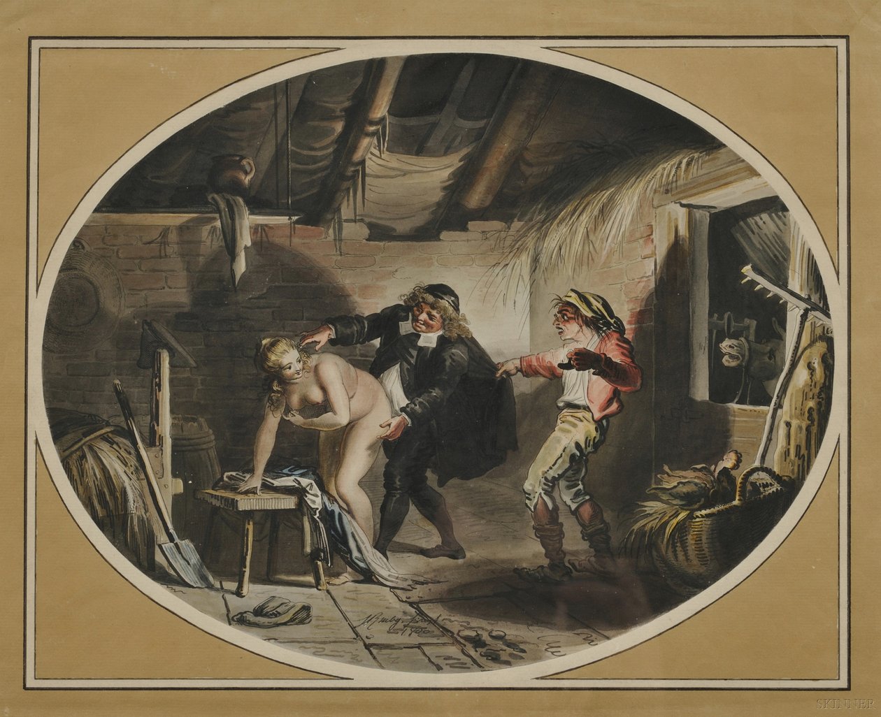 La Jument du compère Pierre podle básně Jean de La Fontaine, 1800 od Johann Heinrich Ramberg