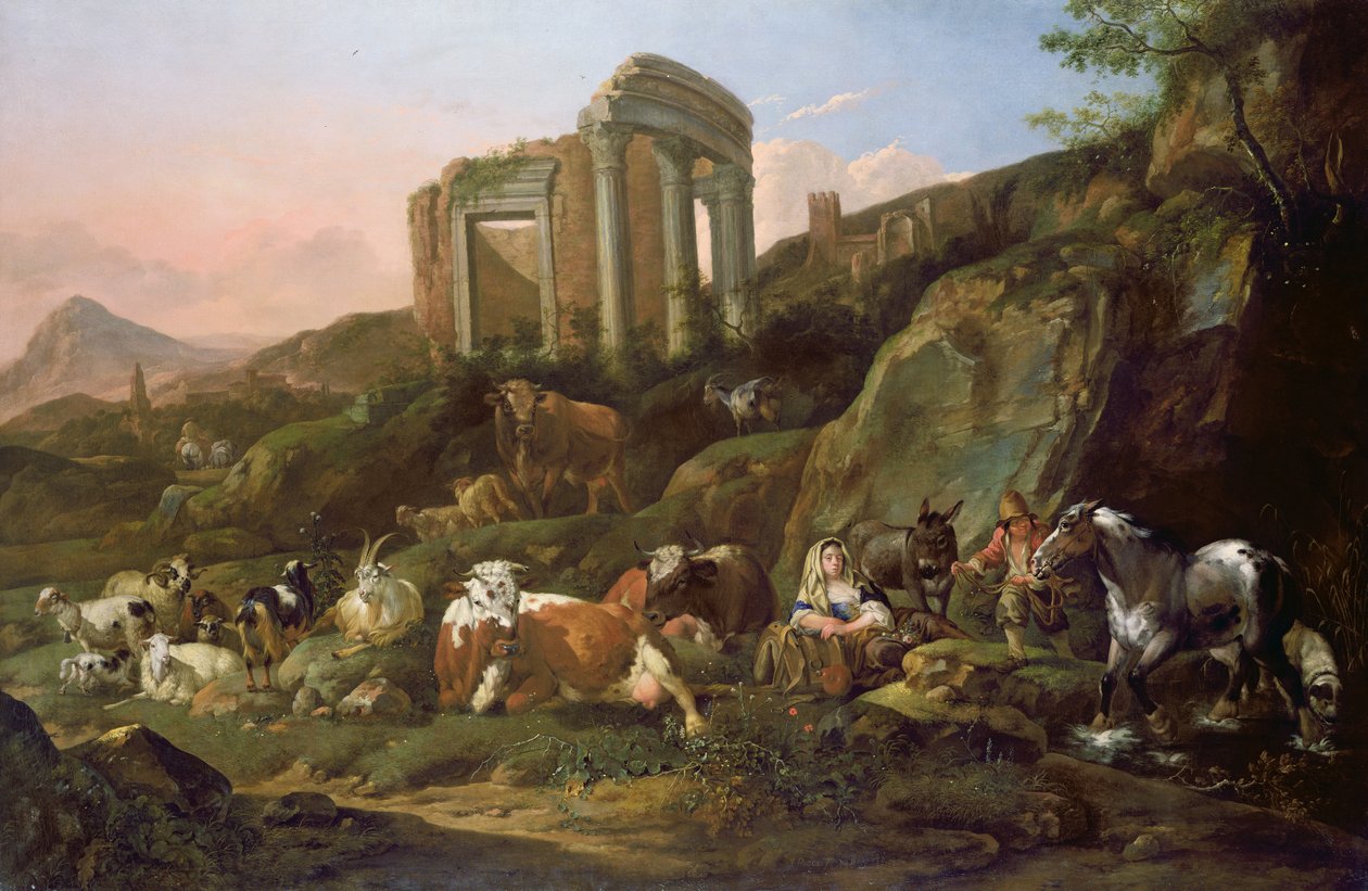 Hospodářská zvířata v klasické krajině, 1684 od Johann Heinrich Roos