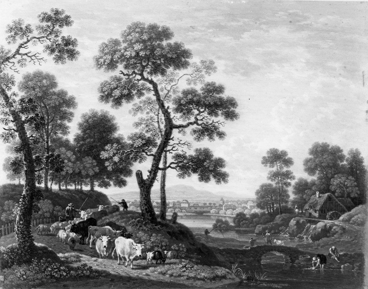 Krajina s dobytkem od Johann Heinrich Roos