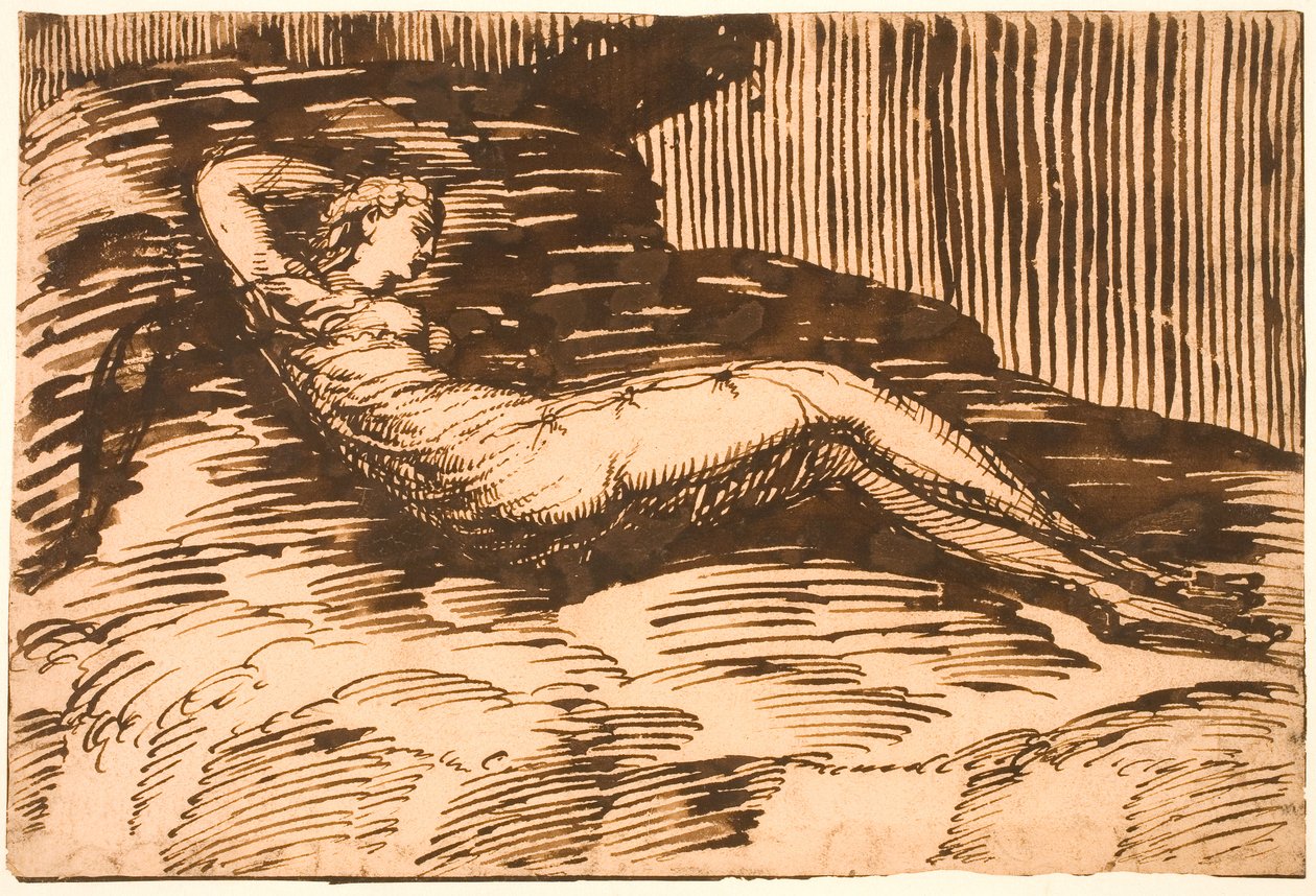 Ležící koza a tři ovce poblíž obelisku s bustou římského císaře od Johann Heinrich Roos