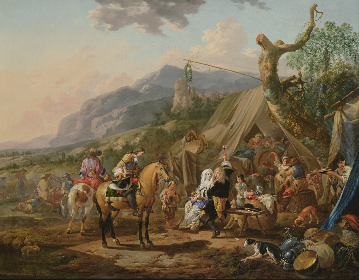 Vojenský velitel v horském ležení s veselicemi od Johann Heinrich Roos
