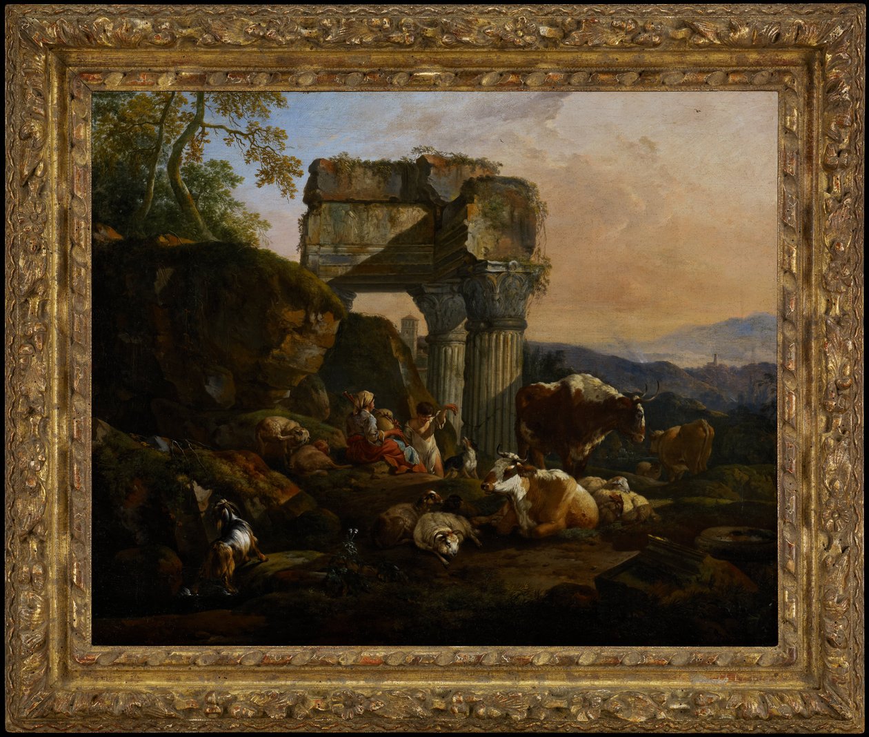 Římská krajina s dobytkem a pastýři od Johann Heinrich Roos