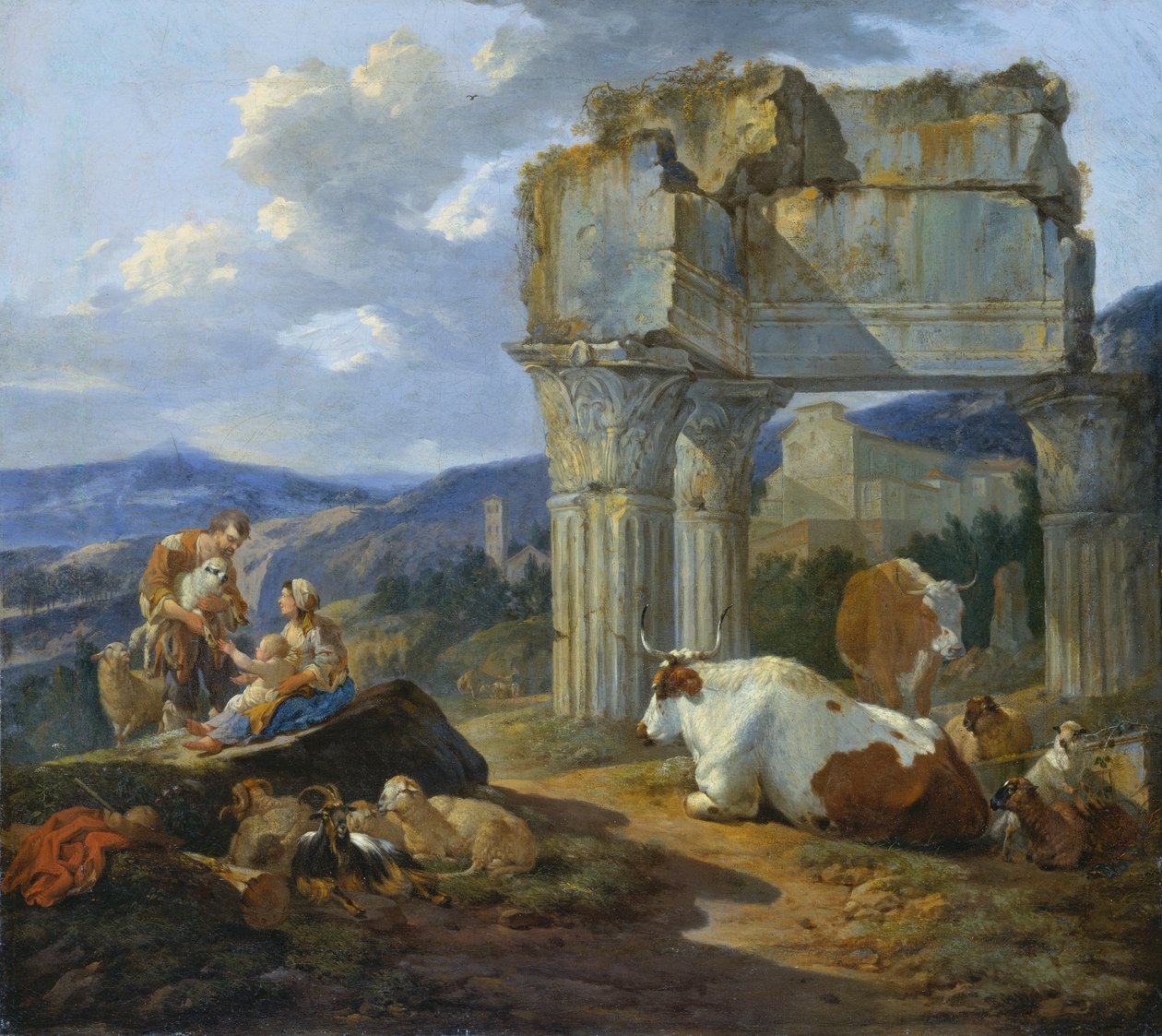 Pastýřská rodina u ruin Vespasiánova chrámu od Johann Heinrich Roos