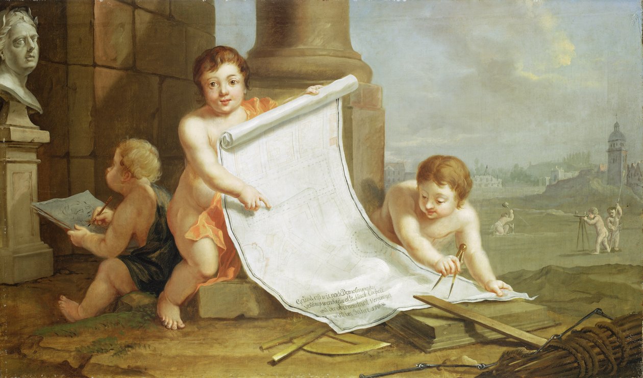 Alegorie představující vyrovnání starého opevnění, c.1768 od Johann Heinrich Tischbein