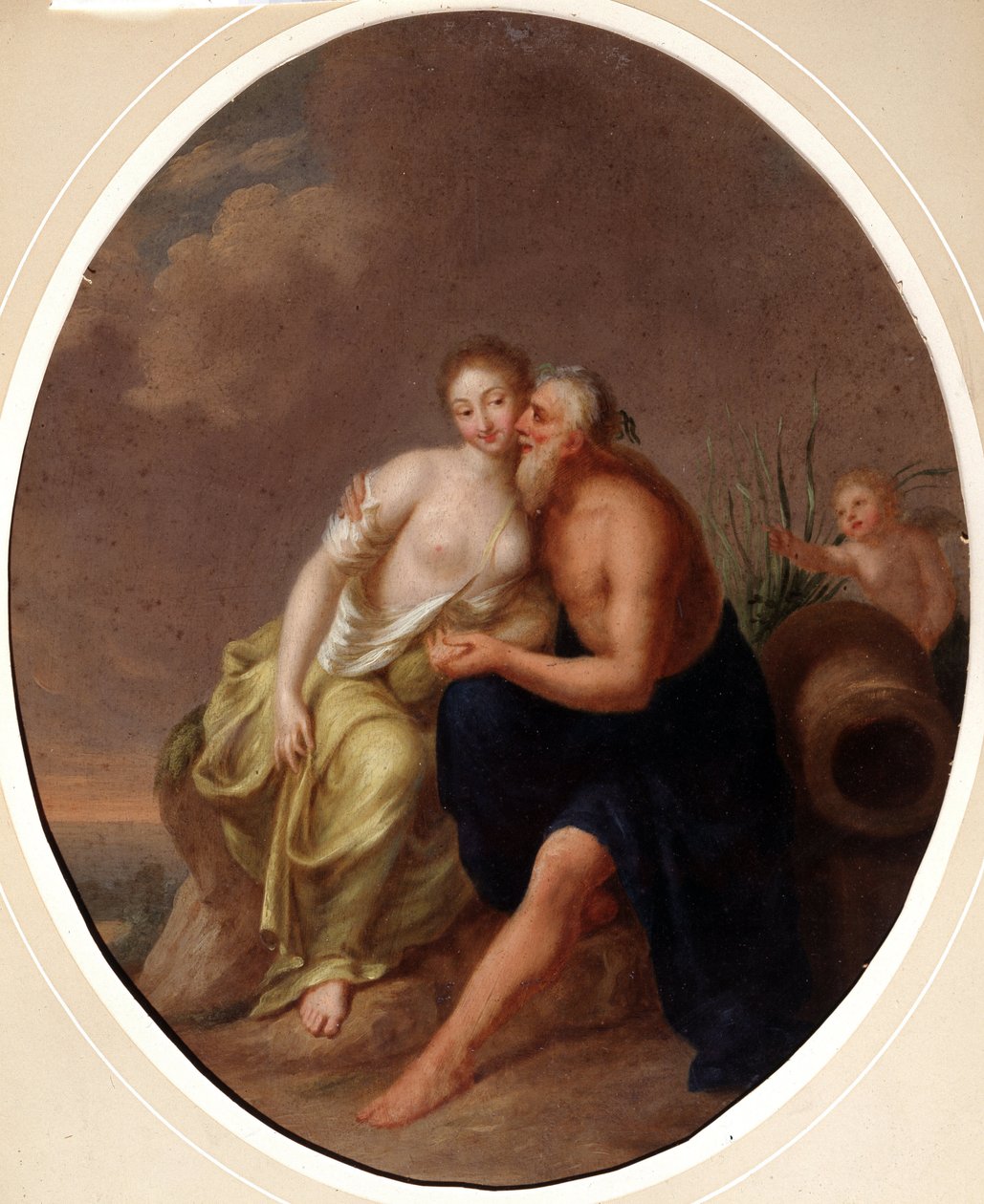 Bůh řek a nymfy (Bůh řeky a nymfa). Obraz Johanna Heinricha Wilhelma Tischbeina (1751-1829) (také nazývaný Goethe-Tischbein nebo Goethe Tischbein). Olej na plátně od Johann Heinrich Tischbein