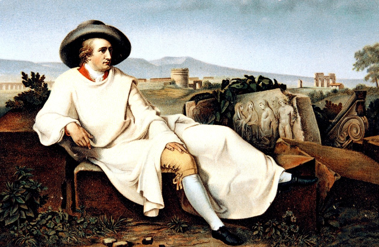 Goethe v Itálii, pohlednice, c. 1900 od Johann Heinrich Wilhelm (after) Tischbein