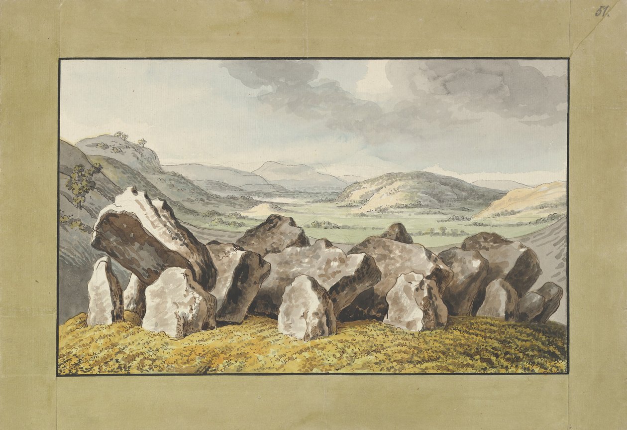 Prehistorický kamenný kruh na mohyle, rozsáhlá krajina za hranicemi, polovina 18.-začátek 19. stol. od Johann Heinrich Wilhelm Tischbein