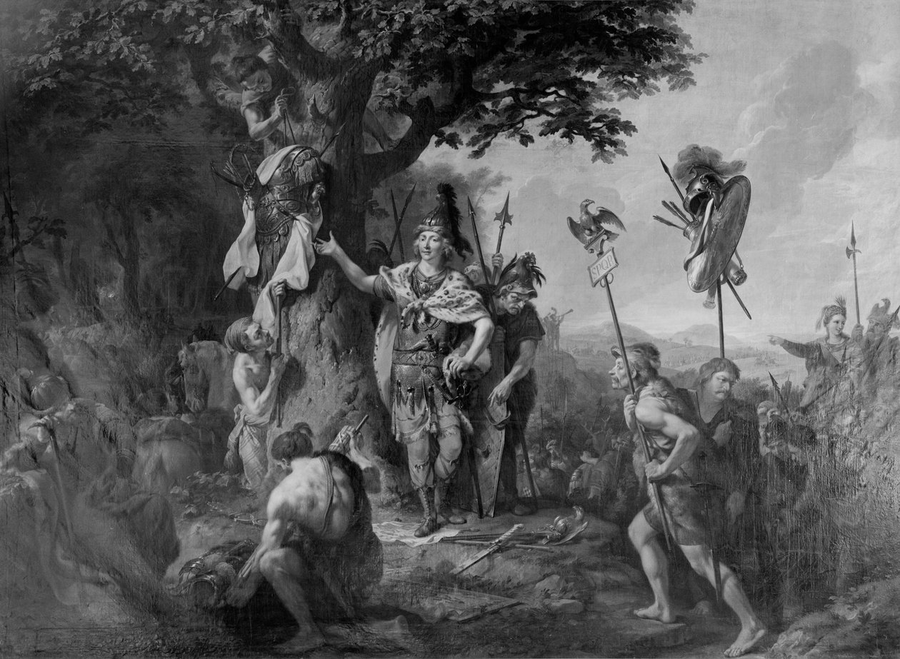 Hermann slaví vítězství po bitvě v Teutoburském lese od Johann Heinrich Wilhelm Tischbein