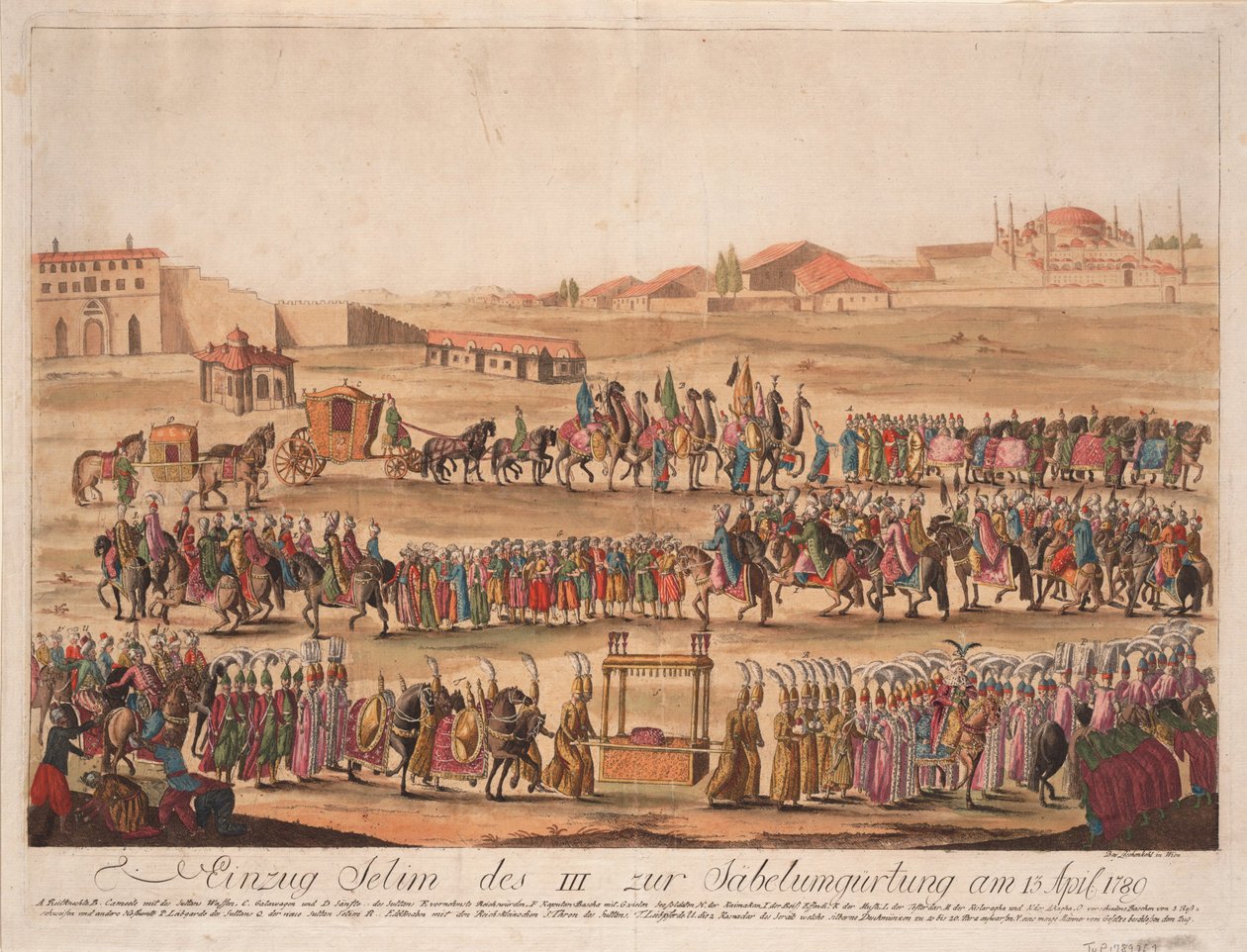 Vstup sultána Selima III. do Girding the Sabre dne 13. dubna 1789, 1789 od Johann Hieronymus Loeschenkohl