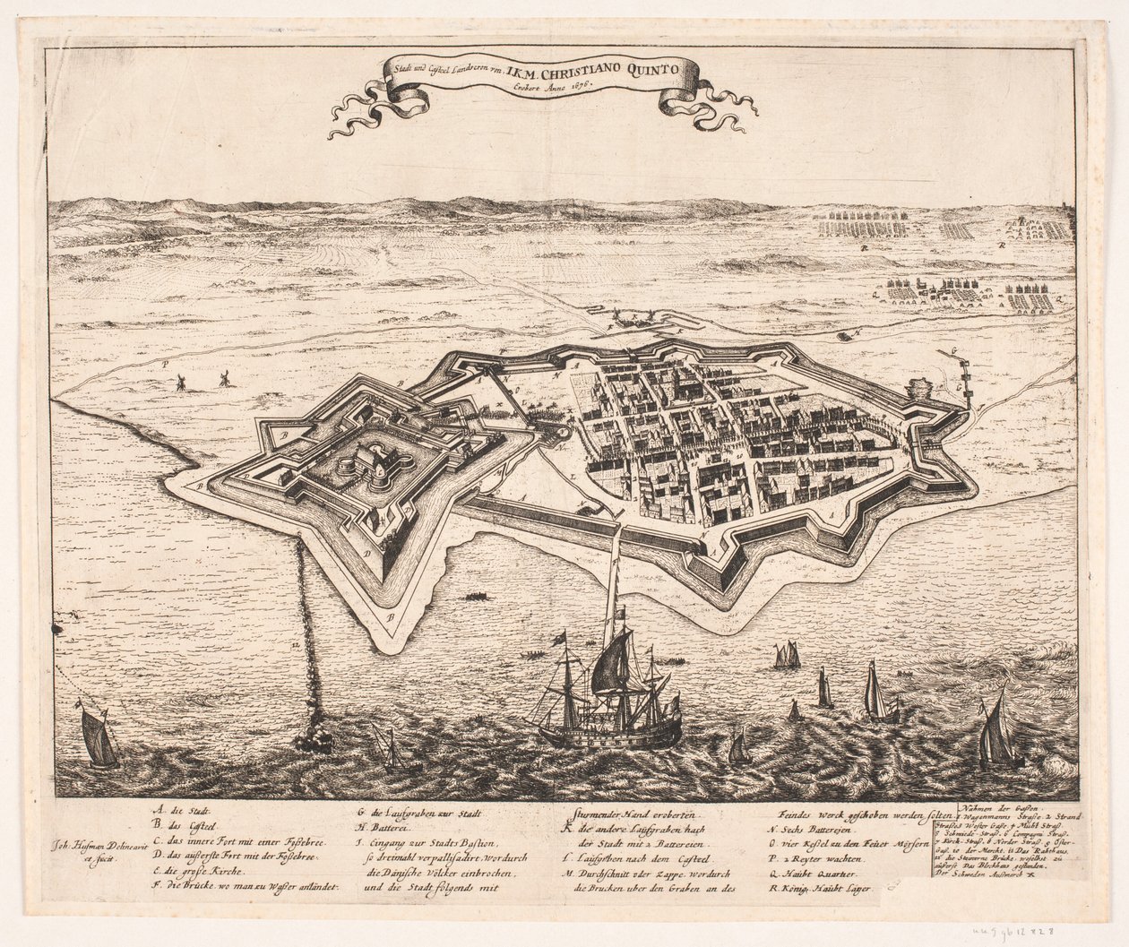 Město a Castel Landskron dobyto I.K.M Cristiano Quinto Anno 1676 od Johann Husman