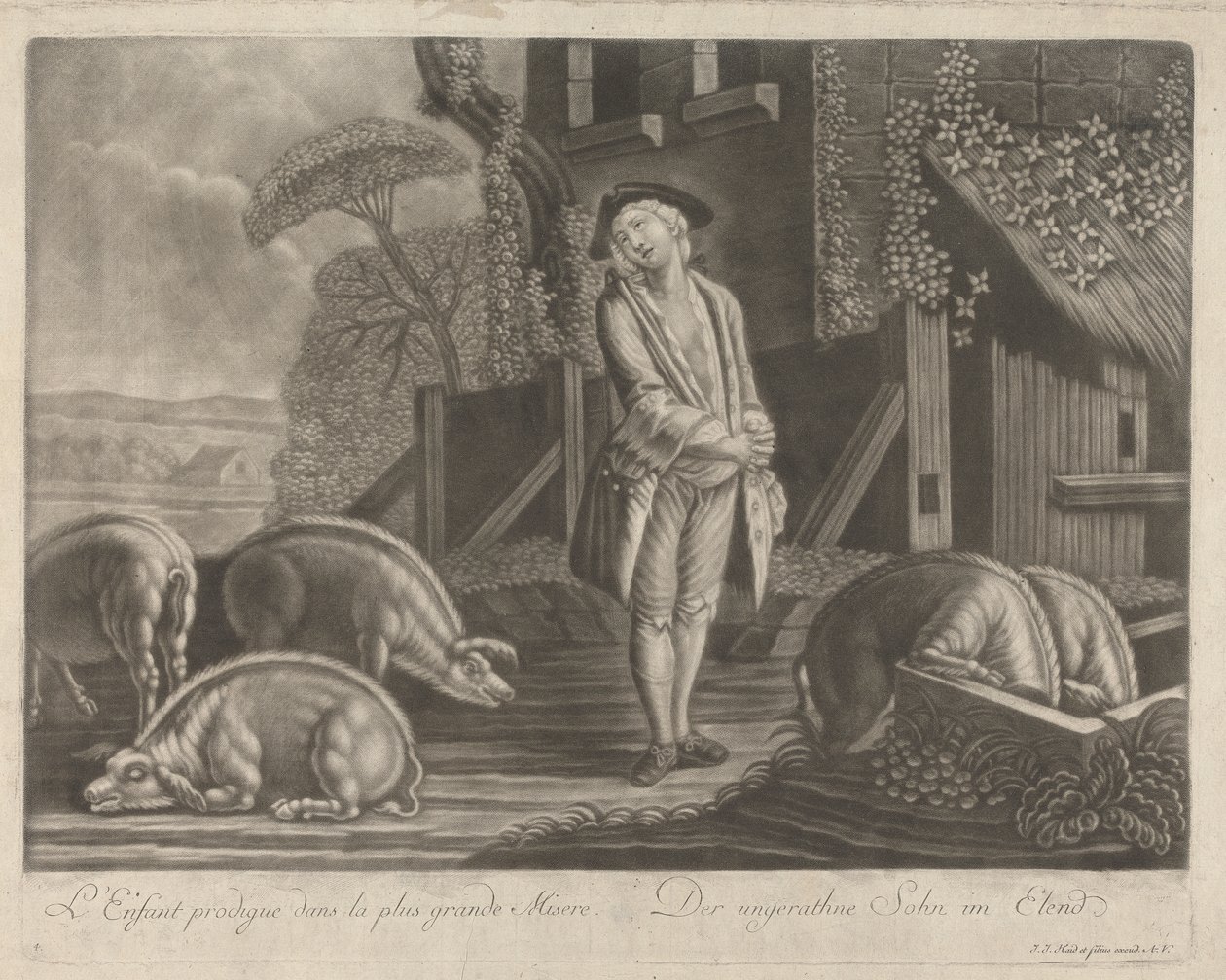 Marnotratný syn v největší bídě od Johann Jacobus Haid
