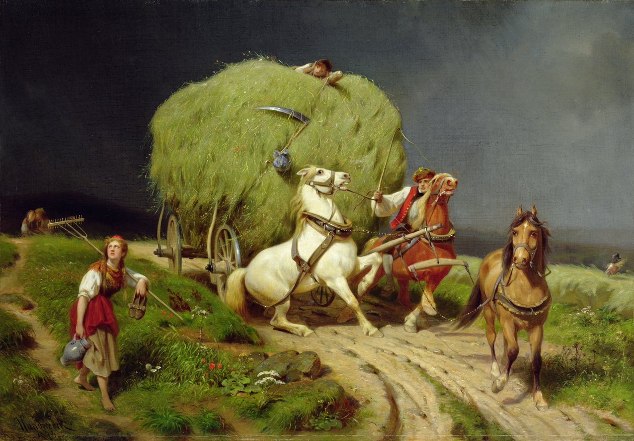 Vůz sena, 1874 od Johann Jakob Eduard Handwerk