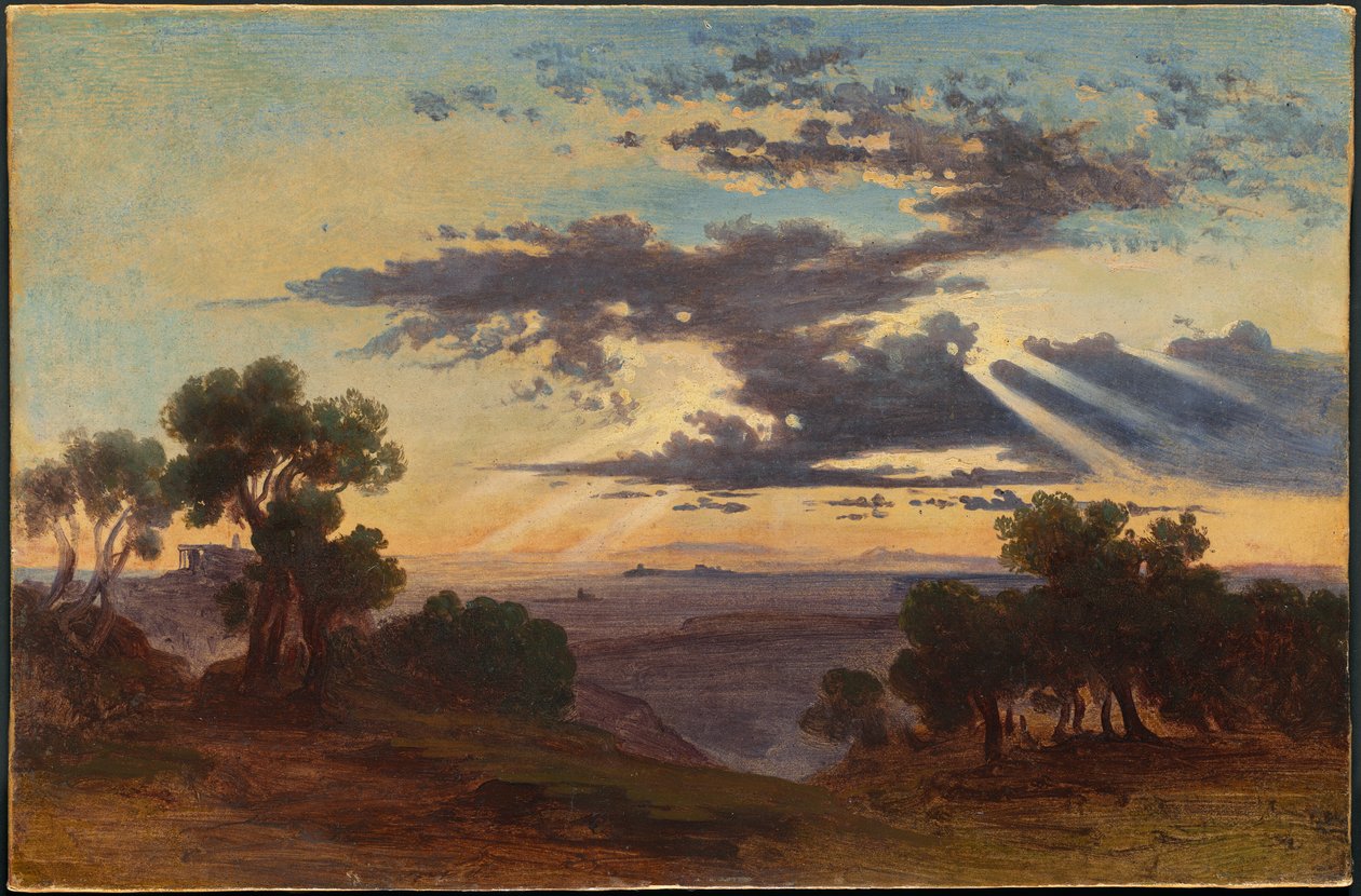 Slunce prorážející mraky nad římskou Campagna od Johann Jakob Frey