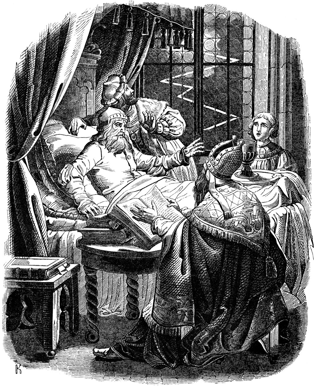 Jindřich lev před svou smrtí v Brunswieku Ilustrace z Geschichte des deutschen Volkes od E. Dullera, 1840 od Johann Jakob Kirchhoff