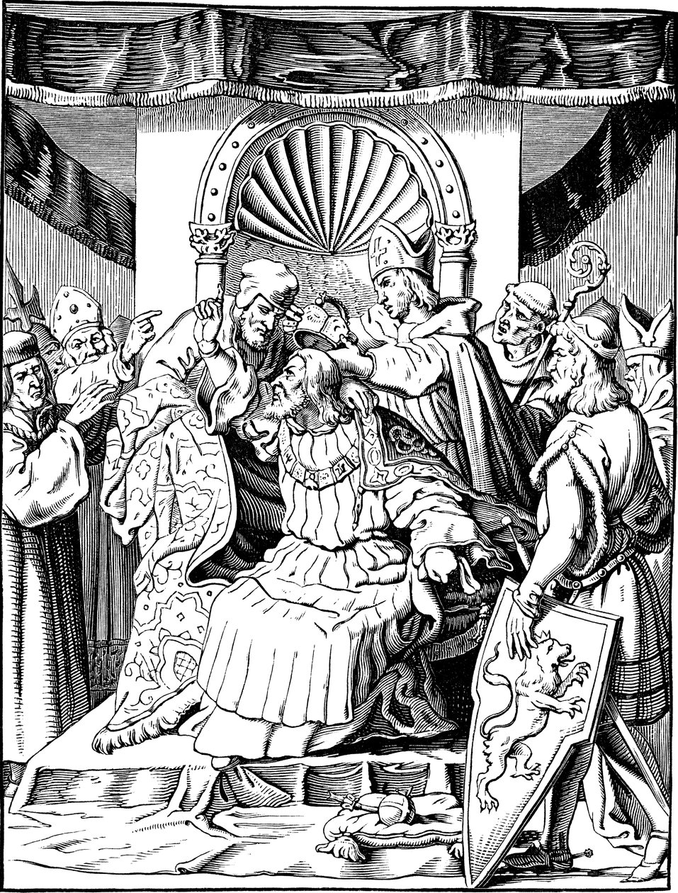 Abdikace císaře Jindřicha IV. v Ingelheimu Ilustrace z dějin německého lidu E. Duller, 1840 od Johann Jakob Kirchhoff