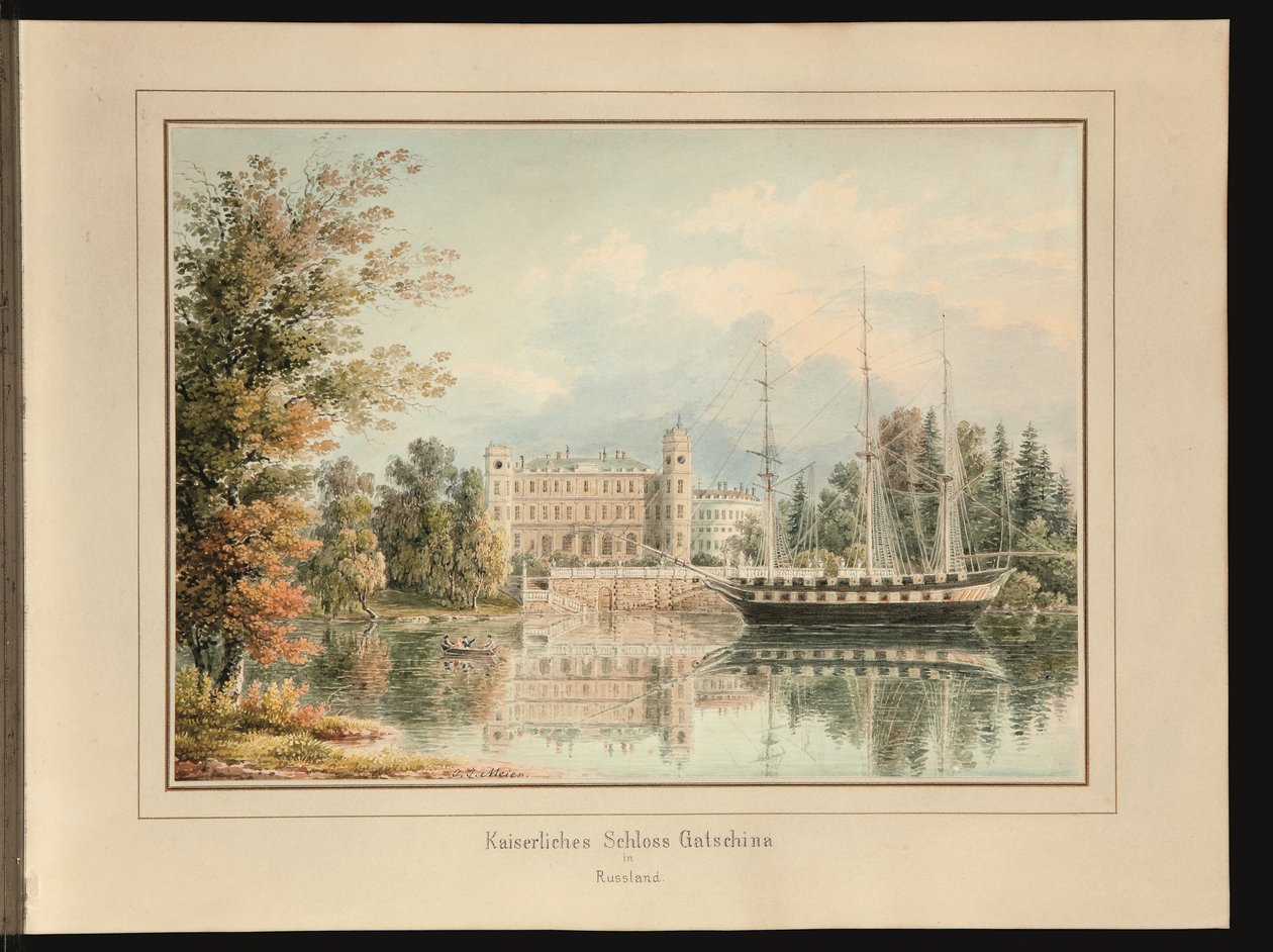Imperial Palace v Gatchině (tužka a akvarel na papíře) od Johann Jakob Meier