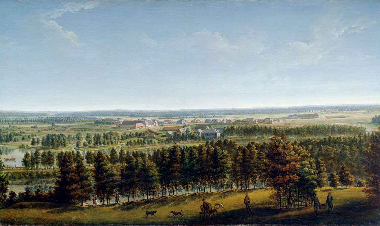 Palácový park při pohledu z paláce Gatchina, 90. léta 18. století. od Johann Jakob Mettenleiter