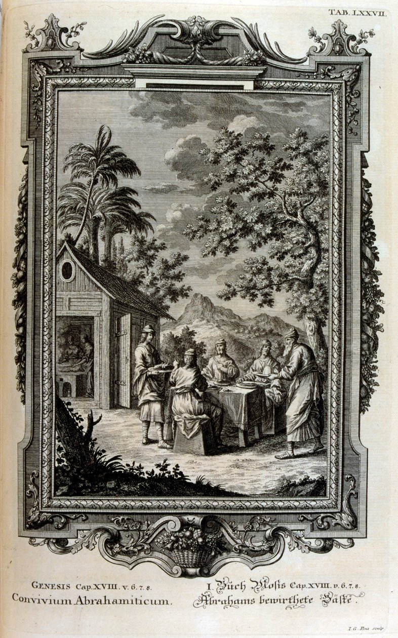 Abraháma navštívili andělé od Johann Jakob Scheuchzer
