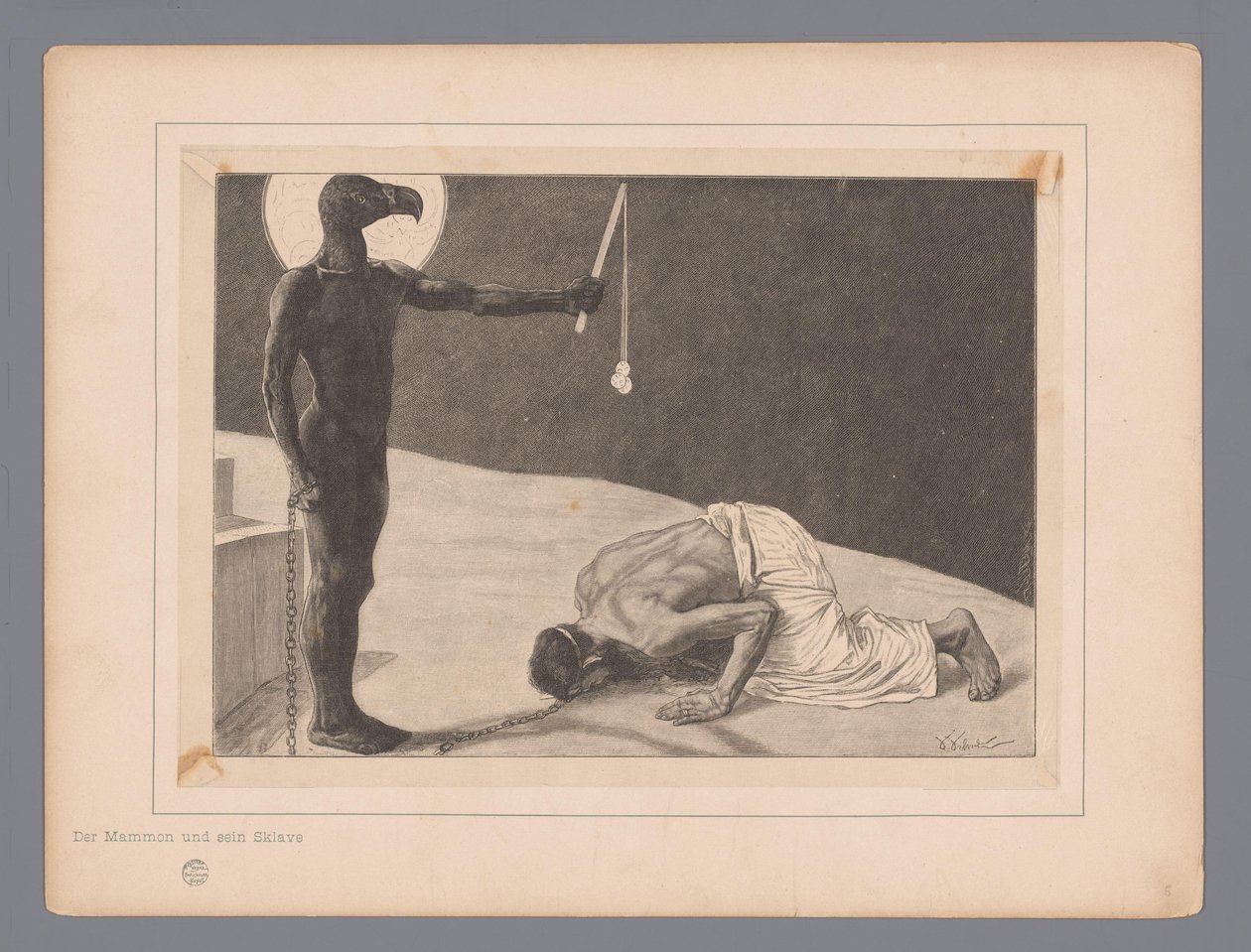 Klanění mamonu Der Mammon und sein Sklave (název na předmětu) Sedm mystických zobrazení (název série) od Johann Jakob Weber