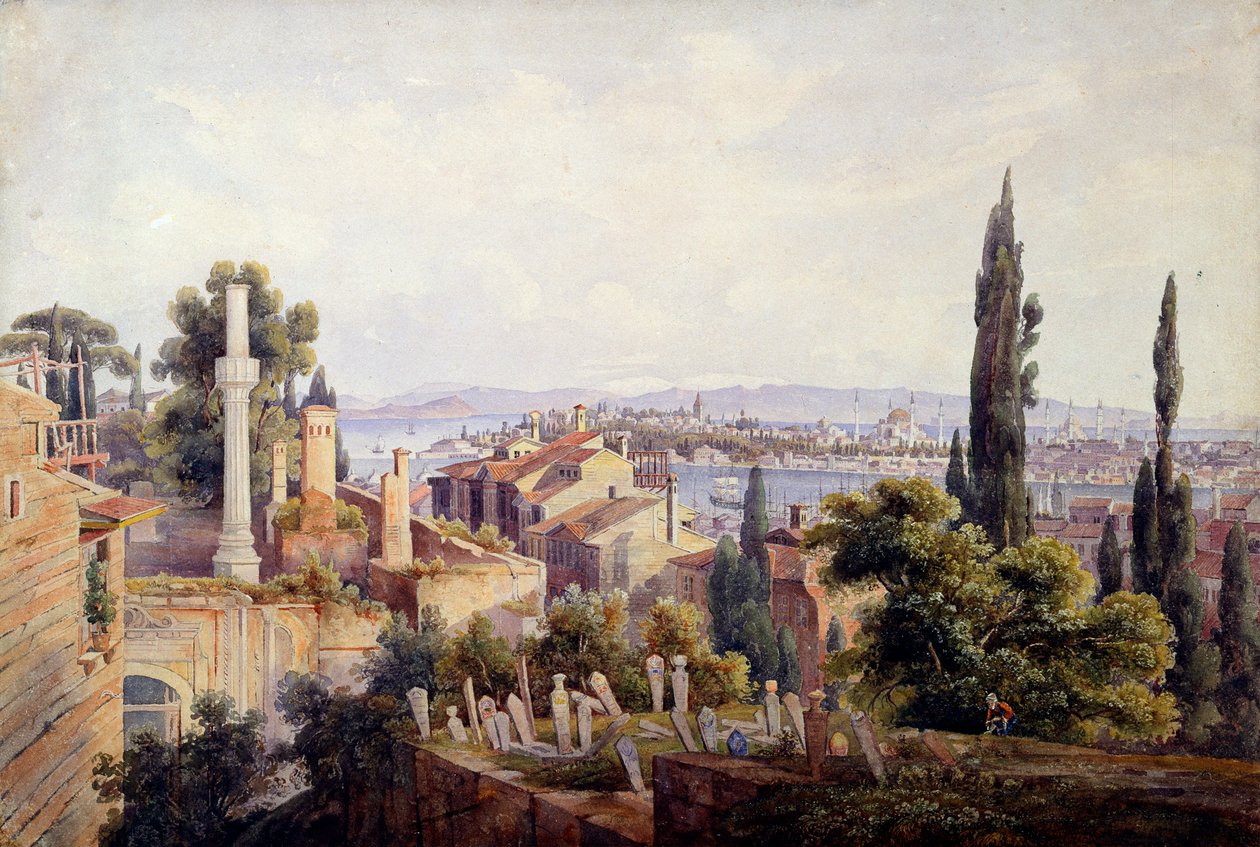 „Pohled na Konstantinopol a Zlatý roh“, 1835 od Johann Jakob Wolfensberger