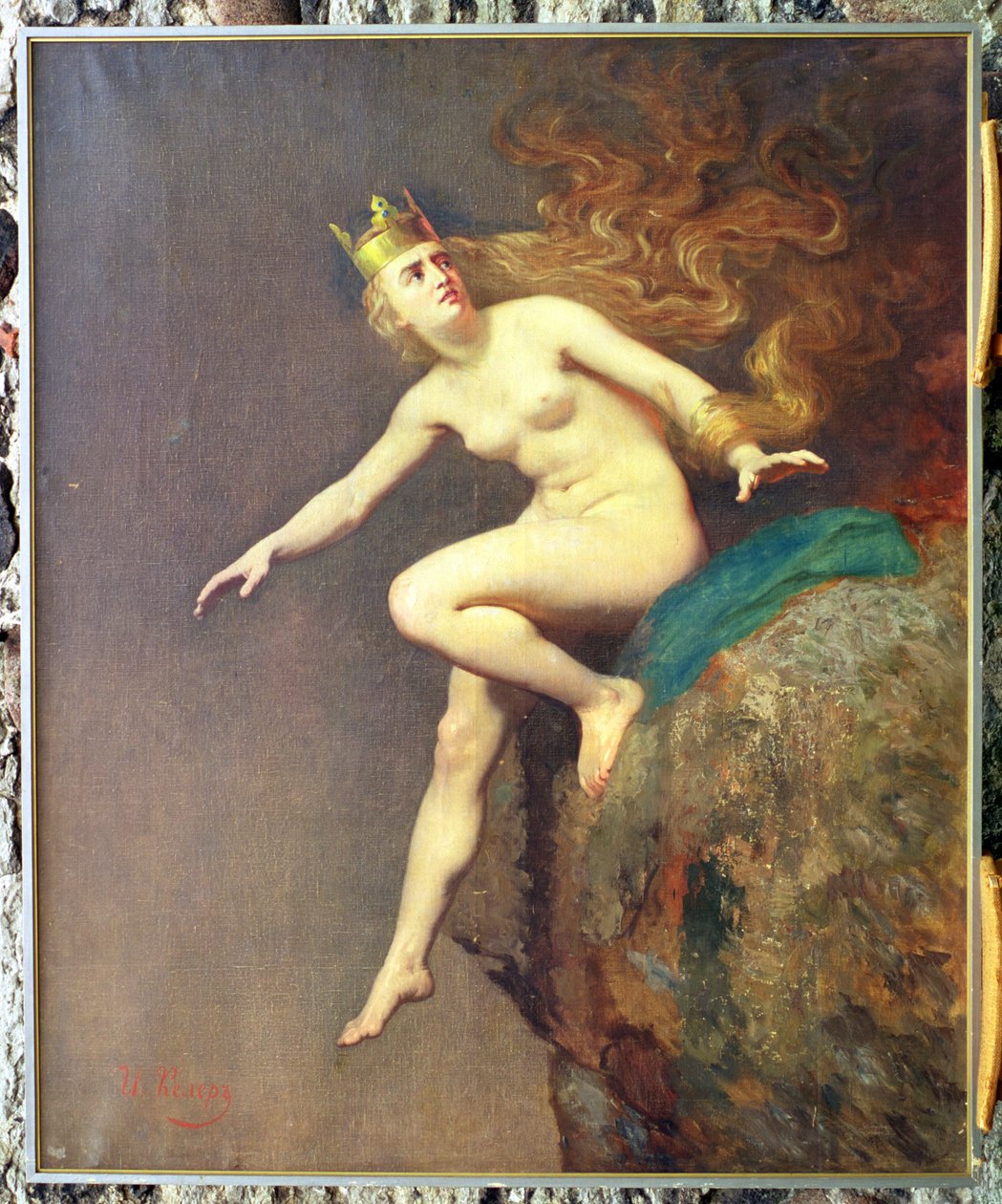 Lorelei, studie k obrazu The Imprecation of Lorelei mnichy, 1887 od Johann Koler