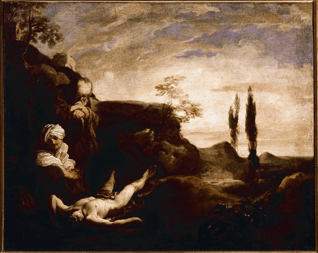 Abel pláče u svých rodičů (olej na plátně, cca 1630) od Johann Liss